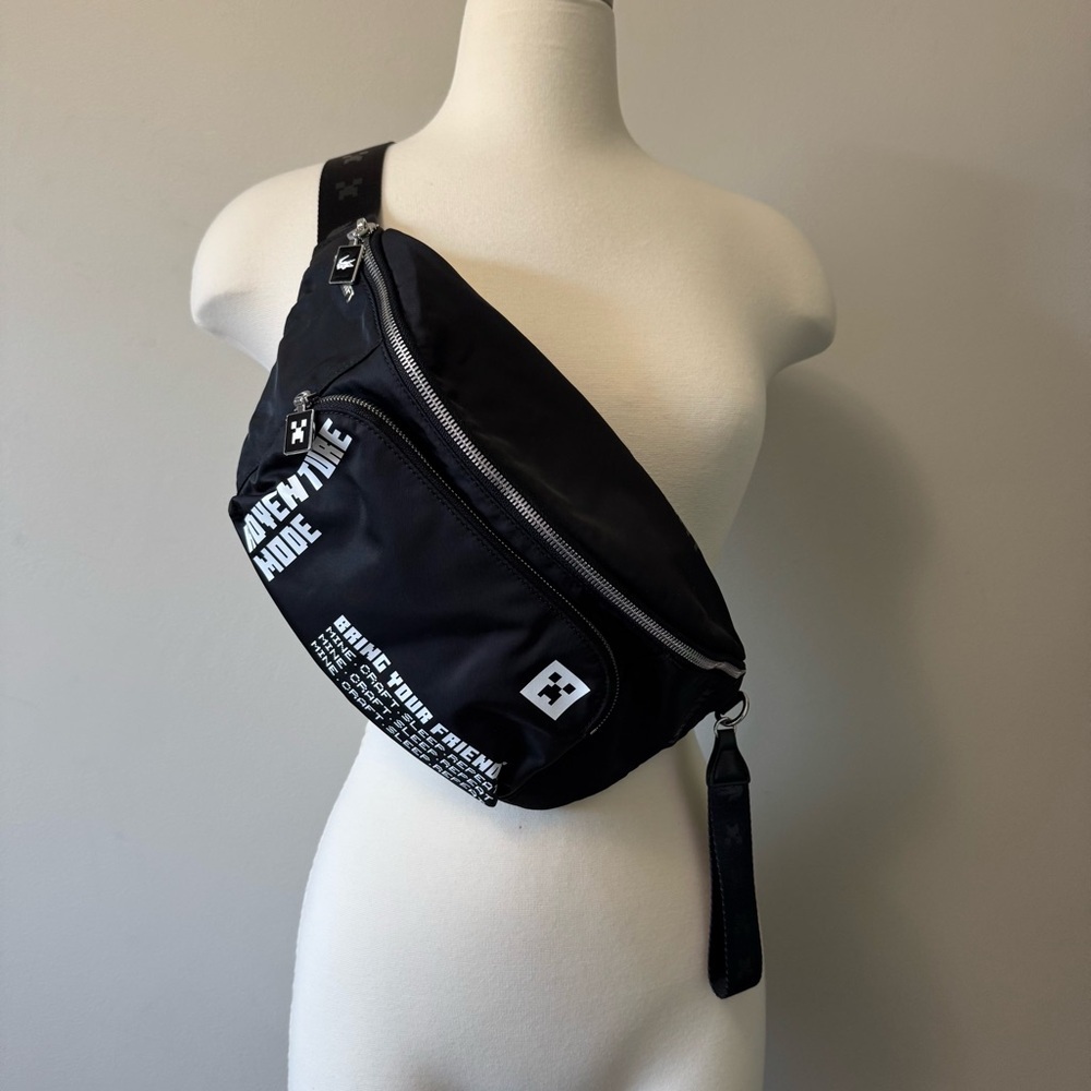 Lacoste Black Text-Print Belt Bag Unisex NWOT